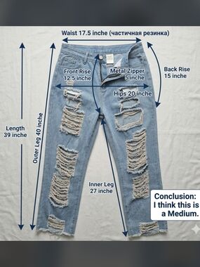 Trendy Distressed Denim Jeans | Women's Size Medium | High-Quality Fashionable